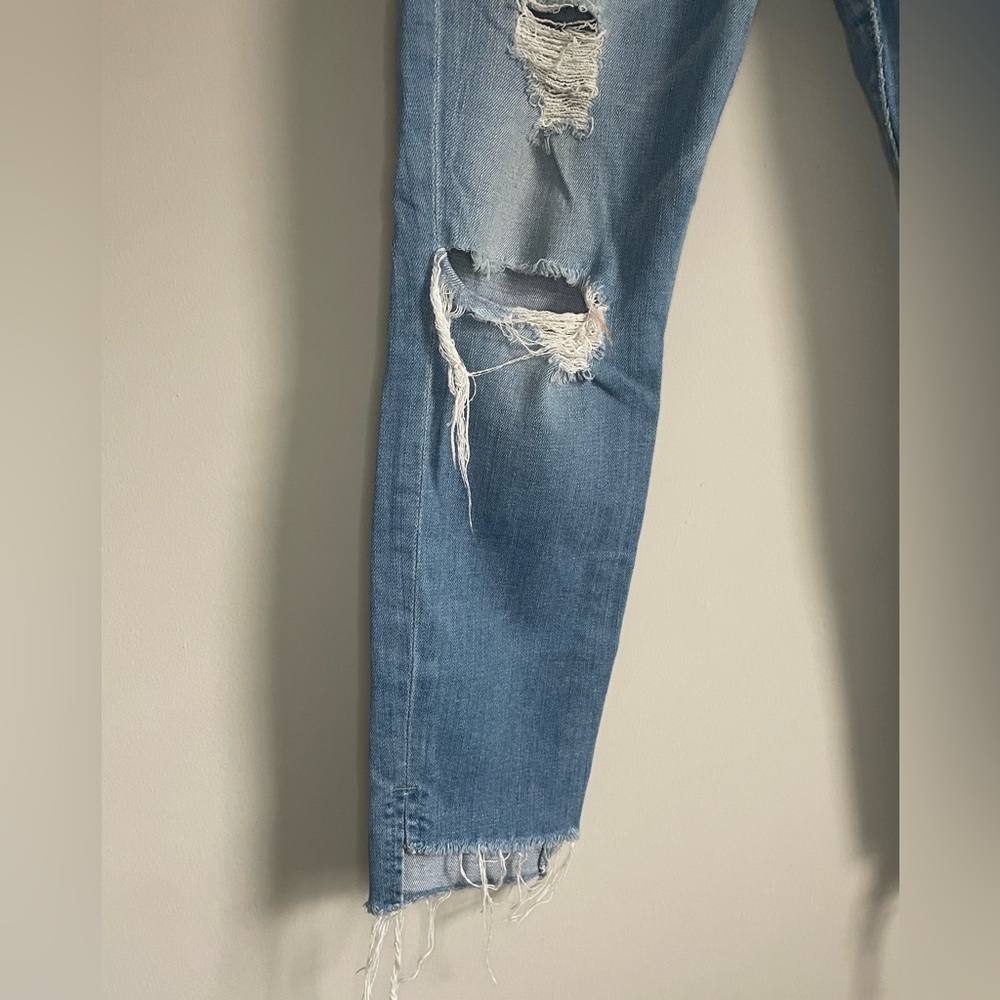 7 For All Mankind Step Hem Distressed Ankle Skinny in Melbourne Sky - Picture 7 of 11